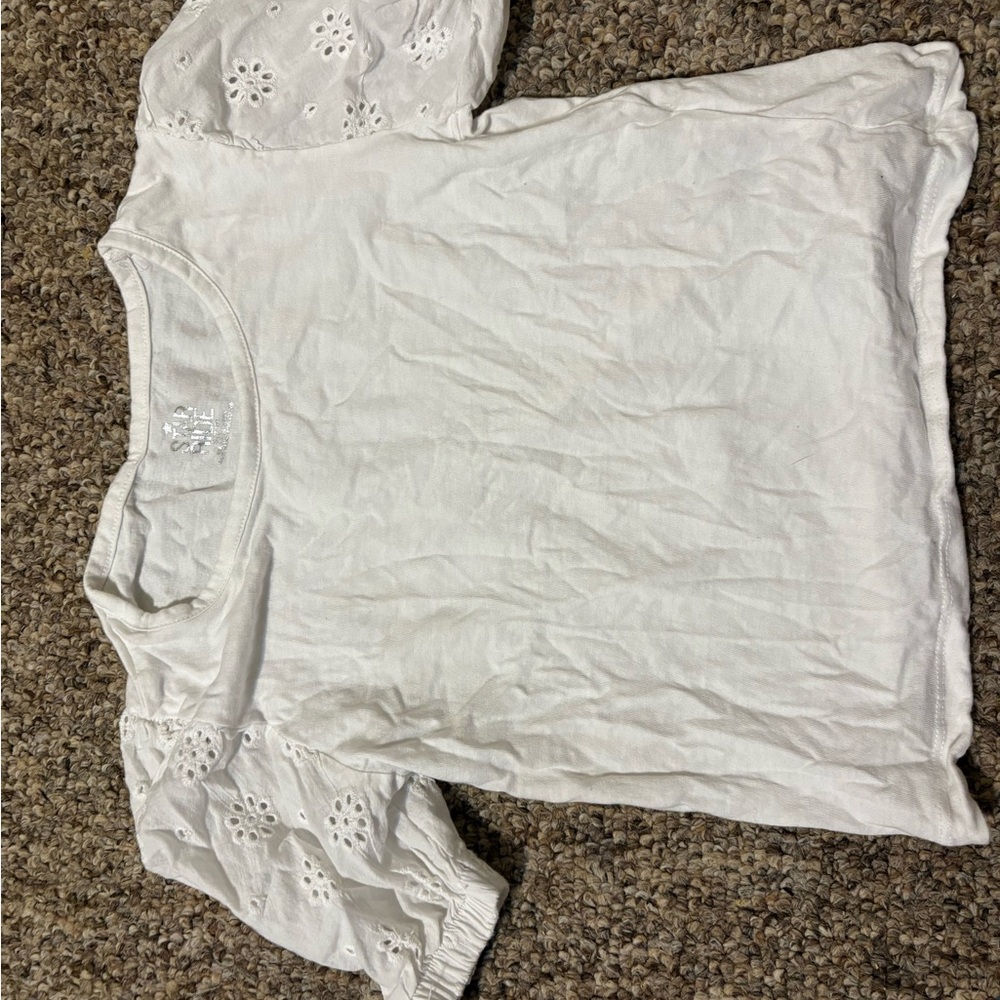 White Eyelet Sleeve Women's Top